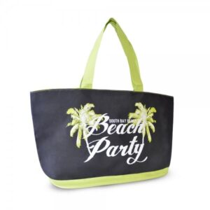 BB1025 600D BAG WITH SLOGAN PRINT BEACH PARTY BLACK