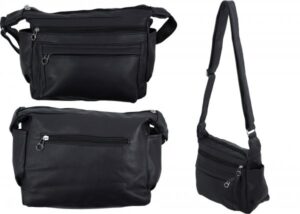 5732 TOP ZIP PU BAG WTH 2 FRNT ZIP BCK ZIP & P BLACK