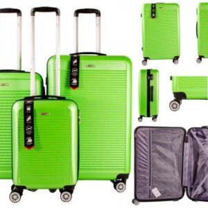 EV-442 LIME GREEN SET OF 3 TRAVEL TROLLEY LUGGAGE SUITCASE