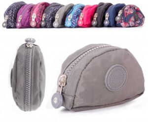 2505 GREY SMALL ZIP ROUND COIN PURSE W/ INNER CLIP