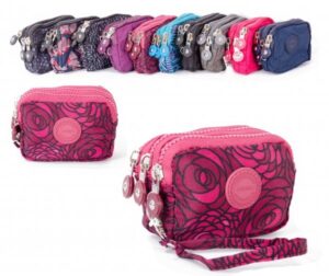 2506 ROSES SMALL TRIPLE ZIP ROUND PURSE WITH DETACHABLE STRAP