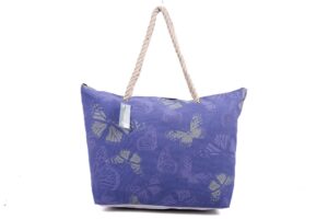 BB974 PURPLE SUM BAG WTH ROPE HANDLE WHITE BACK, BUT DETAIL