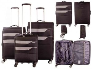 EV-445 BLACK SET OF 3 TROLLEY SUITCASE LUGGAGE BAG