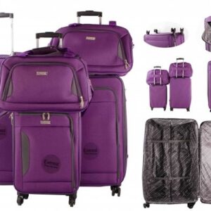 EV-437 PLUM SET OF FIVE TRAVEL TROLLEY LUGGAGE & BAG