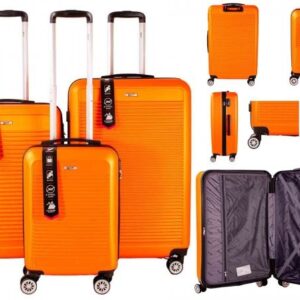 EV-442 ORANGE SET OF 3 TRAVEL TROLLEY LUGGAGE SUITCASE