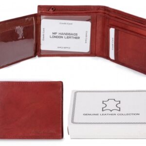 1064 RFID ORANGE LONDON LEATHER WALLET W/ TRIFOLD