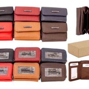 3705 ASSORTED RFID SMALL ZIP ROUND COW HIDE PURSE BOX OF 12