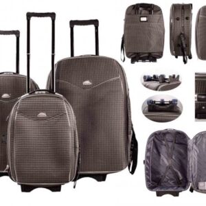 FI-500 SET OF 3 GREY TROLLEY SUITCASE LUGGAGE BAG