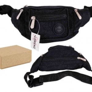 2521 BLACK CRINKLED NYLON BUMBAG WITH 4 ZIP POCKETS BOX OF 12