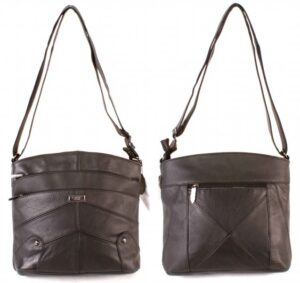 3741 COW HIDE TWIN TOP ZIP BAG WITH 4 ZIP PKT BLACK