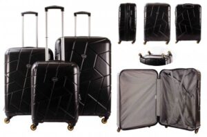 5164 BLACK SET OF 3 TRAVEL TROLLEY LUGGAGE SUITCASE