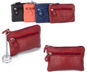 CPDM 55 RED COIN PURSE W/ 2 KEY RINGS