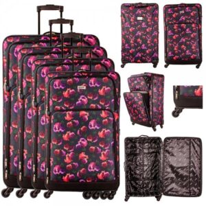 EV-447 BLACK CLOUD LIGHTWEIGHT SET OF 3 TRAVEL TROLLEY SUITCASES