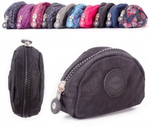 2505 BLACK SMALL ZIP ROUND COIN PURSE W/ INNER CLIP