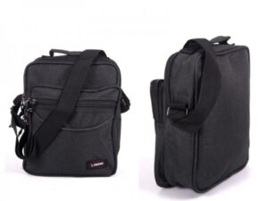 2514 BLACK SHOULDER BAG WITH 3 ZIPS ADJ STRAP