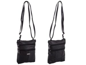 3738 BLACK COW HIDE BAG TOP ZIP + 4 ZIPS