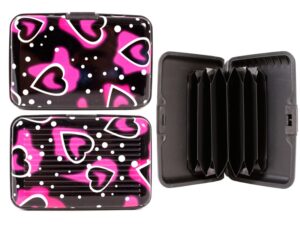 0023 CARD HOLDER BLACK PINK HEARTS
