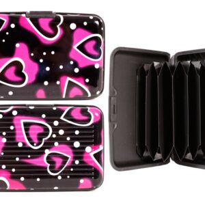 0023 CARD HOLDER BLACK PINK HEARTS