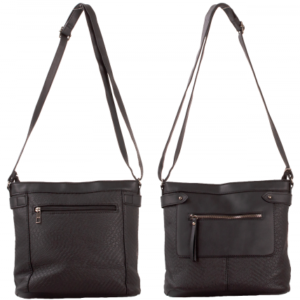 JBFB351 BLACK 3 ZIP SHOULDER BAG W/ ADJUSTABLE STRAP