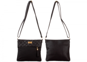 JBFB349 BLACK SQUARE SHOULDER BAG W/ TASSEL
