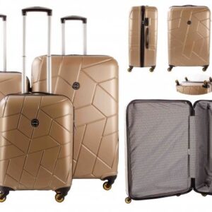 5164 BEIGE SET OF 3 TRAVEL TROLLEY LUGGAGE SUITCASE