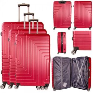 T-HC-10 BURGUNDY SET OF 3 TRAVEL TROLLEY SUITCASES