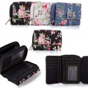 PU-40 BLACK 2 ZIP PURSE W/ CREDIT CARD HOLSTERS