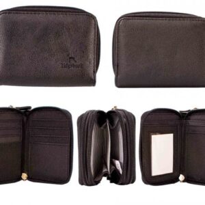 JBPS231 BLACK LADIES PURSE WITH 3 ZIP SECTIONS