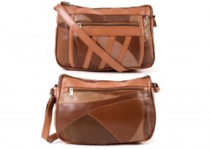4768SPECIAL TAN ECON. PTCH DBLE TOP ZIP BAG, BK, FRNT ZIPS