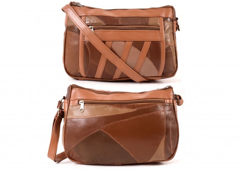 4768SPECIAL TAN ECON. PTCH DBLE TOP ZIP BAG, BK, FRNT ZIPS