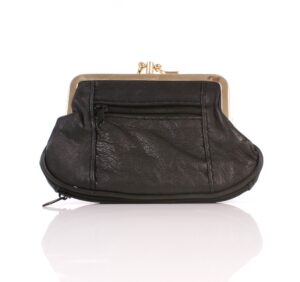 1487 BLACK MED. S.NAPPA TRIPLE FRAME PURSE WITH ZIP