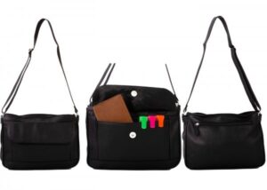 JBHB44 BLACK NICOLE BROWN HANDBAG WTH FRONT BTTN PCKT