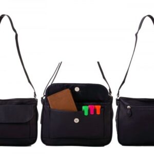 JBHB44 NAVY NICOLE BROWN HANDBAG WTH FRONT BTTN PCKT