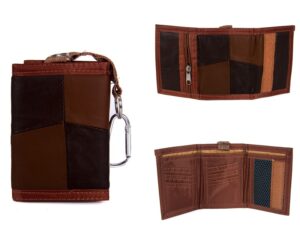 1895 BROWN LEATHER TRI FOLD WALLET WITH D RING CLASP