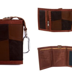 1895 BROWN LEATHER TRI FOLD WALLET WITH D RING CLASP