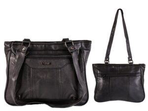 1918 BLACK - TOP ZIP S.NAPPA TWIN HANDLE BAG, FRNT, BCK