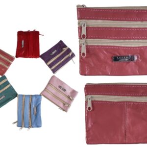 1936 CORAL BRIGHT S.NAPPA PURSE WT 4 ZIPS & KEYRING