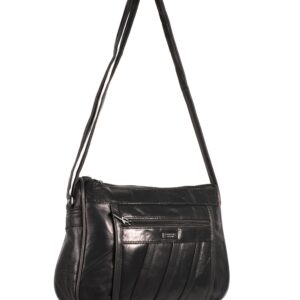 1968 BLACK S.NAPPA DBLE TOP ZIP BAG, BCK, FRNT ZIPS