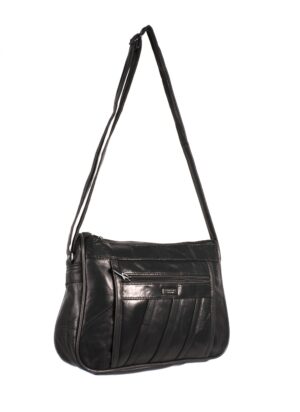 1968 BLACK S.NAPPA DBLE TOP ZIP BAG, BCK, FRNT ZIPS