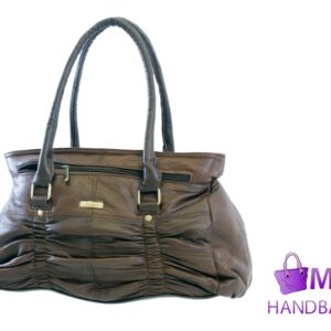 1990 MEDIUM TWIN TOP ZIP BAG WTH BACK ZIP BROWN