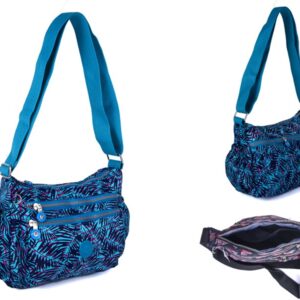 2502 TURQ PALMS LORENZ SHOULDER BAG WITH 4 ZIPS