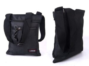 2510 BLACK SHOULDER BAG WITH 3 ZIPS, ADJ STRAP