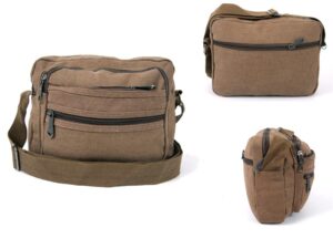 2558 BROWN MULTI PORTRAIT X-BODY BAG WITH TOP ZIP, 3 FRON