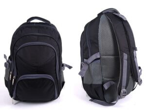 2598 BLACK/GREY NYLON BACKPACK WITH 4 ZIPS & SIDE P