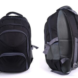 2598 BLACK/GREY NYLON BACKPACK WITH 4 ZIPS & SIDE P