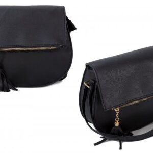 JBFB288 BLACK PU ROUND CROSSBAG W/ ZIP FLAP