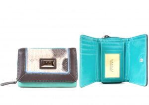 7620 BLUE DISTRESSED GRAIN PU ZIP ROUND PURSE