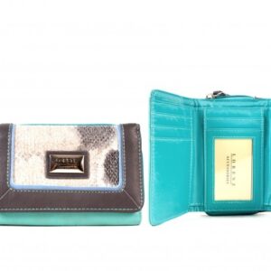 7620 BLUE DISTRESSED GRAIN PU ZIP ROUND PURSE