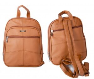 3744TAN BACKPACK WITH TOP ZIP ROUND COMPARTMENT, TWO