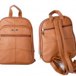 3744TAN BACKPACK WITH TOP ZIP ROUND COMPARTMENT, TWO